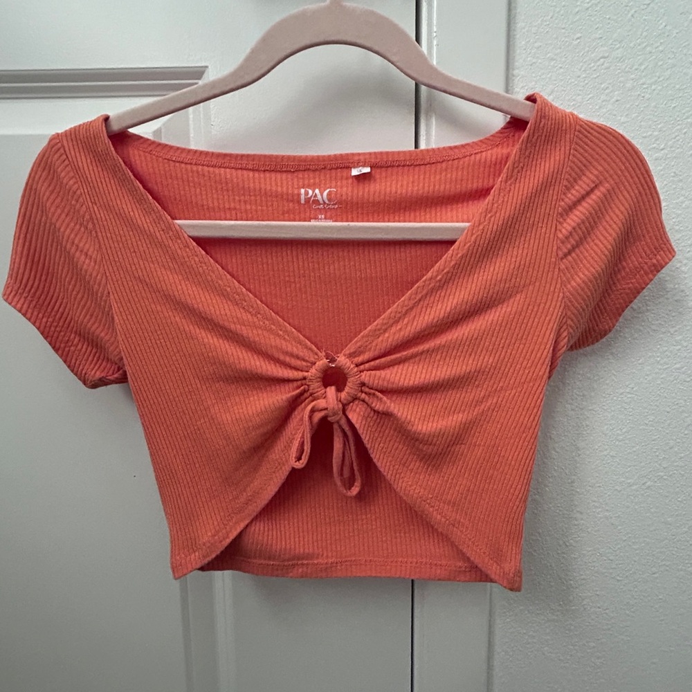 Women's Orange Tie-Front Top